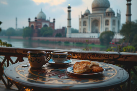 Breakfast with coffee Near Taj Mahal