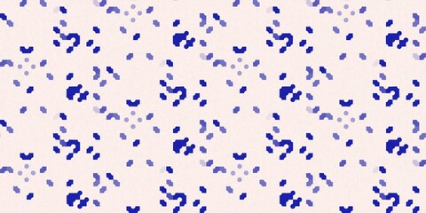 Faded electric blue glitch geo washed effect seamless border. Indigo dye grungy blotched distress abstract ribbon texture repeat. 