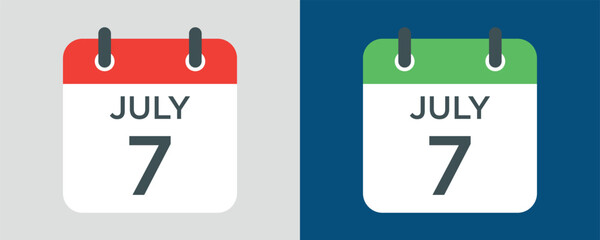 calendar - July 7 icon illustration isolated vector sign symbol