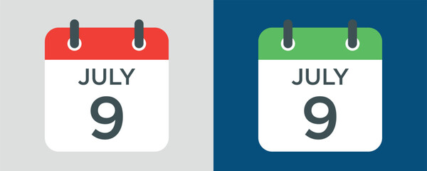 calendar - July 9 icon illustration isolated vector sign symbol