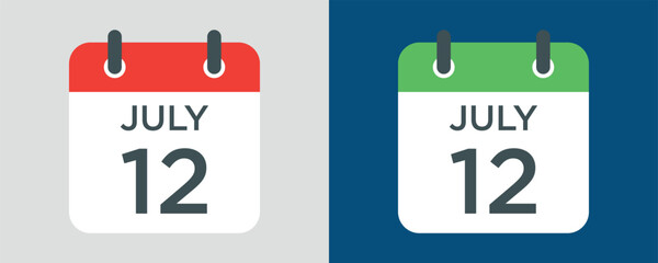 calendar - July 12 icon illustration isolated vector sign symbol