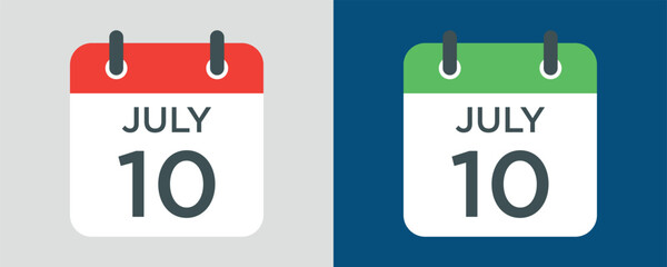 calendar - July 10 icon illustration isolated vector sign symbol