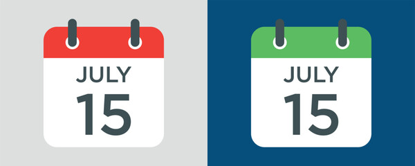calendar - July 15 icon illustration isolated vector sign symbol