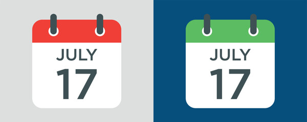 calendar - July 17 icon illustration isolated vector sign symbol