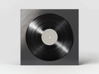 Minimalist black vinyl record in an elegant sleeve, ideal for music, retro vibes, and vintage collections.