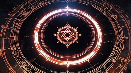 Fototapeta premium top view of an ancient alchemy magic circle with white background