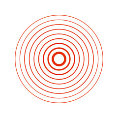 Red radar, sound waves vector icon with editable stroke