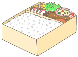 弁当のイラスト - 白米・銀シャリ弁当