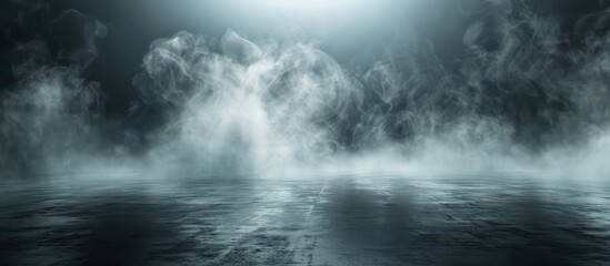 Fototapeta premium Mystical Foggy Landscape with Dark Atmosphere and Reflective Wet Surface