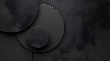 Overlapping circles of varying sizes on a textured dark background they arranged to create a sense of depth and geometry