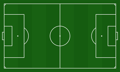 Top view of football field with markings, flat vector illustration