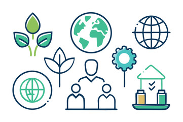  corporate social responsibility editable stroke outline icon set Vector illustration on white background.