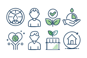  corporate social responsibility editable stroke outline icon set Vector illustration on white background.