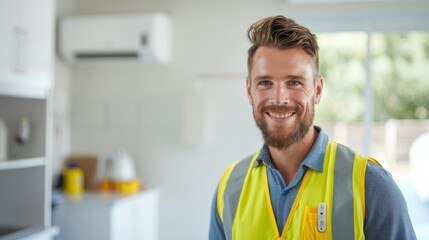Technician testing air conditioning system.