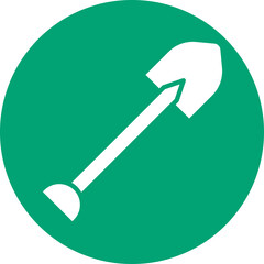 Shovel glyph circle icon