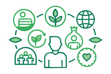  corporate social responsibility editable stroke outline icon set Vector illustration on white background.