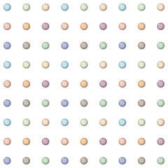 Abstract 3D colorful circle buttons pattern retro style on white square background graphic illustration.