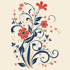 flowers and oranges, old illustration, ballpoint pen doodle