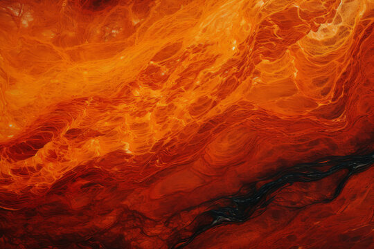 A close up image of an orange and red texture, in the style of dark amber and bronze