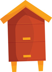 Colorful wooden beehive standing on four legs with yellow roof, element for beekeeping apiary design