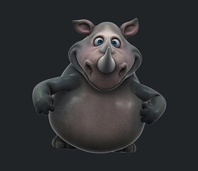 Naklejka premium Fun 3D cartoon rhinoceros clapping