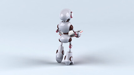 Fototapeta premium Fun 3D robot walking and reading a book