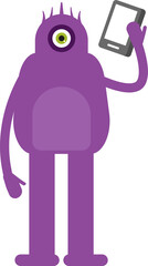 Monster Character Talking on Smartphone
