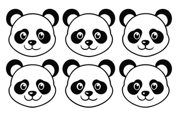 Panda head line art illustration