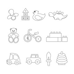 Fototapeta premium Vector Set of Playful Kids Stuff and Toys Illustration for Children's Products