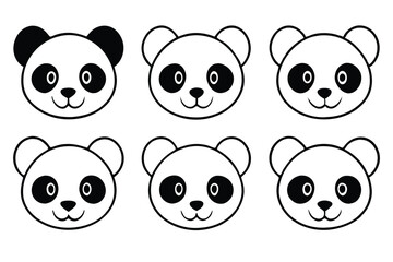 Panda head line art illustration