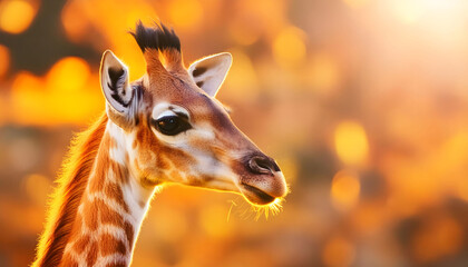 A Young Giraffes Curious Gaze In A Golden Light