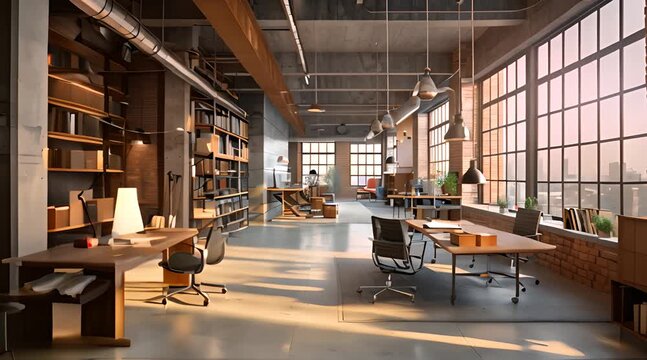 Modern Industrial Loft Office Interior Design