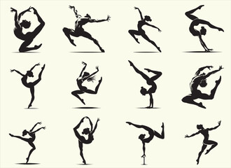 Gymnast dancer Silhouette Vector Illustration