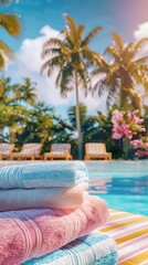 Obraz premium colorful towels on the pool