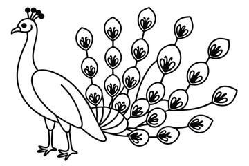 Peacock line art illustration Design Concepts