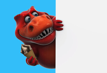 Fun 3D cartoon dinosaur with an ice cream © Julien Tromeur