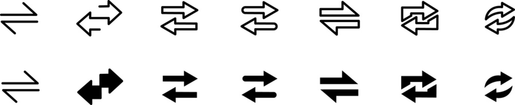Black transfer icon. Exchange, arrow and transfer vector. Symbol of exchange, interchangeability. Double arrows. on white background eps10.