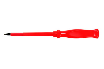 Red screwdriver on a blank background.