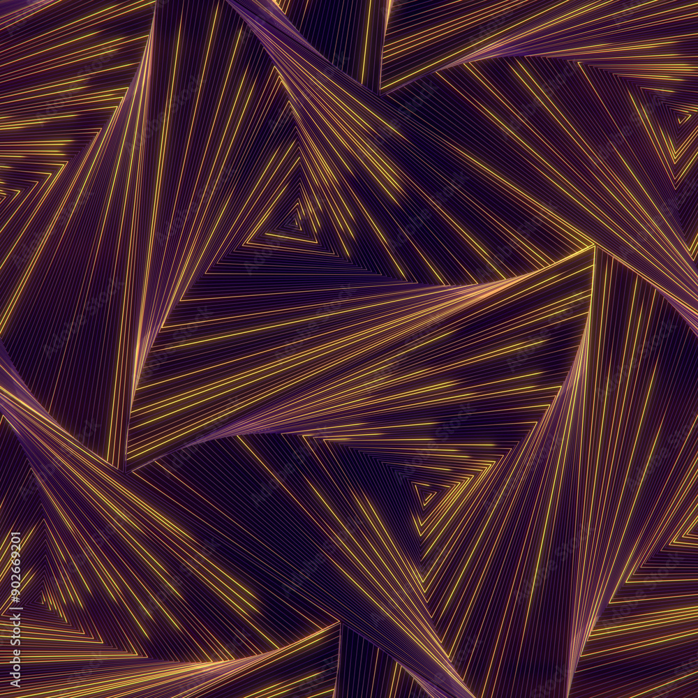 Aufkleber Digital illustration of color waves in the pattern of triangles. 3d rendering