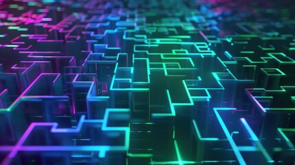 Obraz premium Abstract Neon Maze