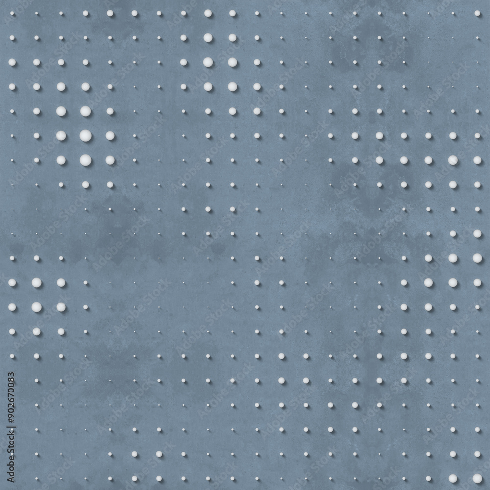 Fototapete Elegant blue background with a pattern of delicate white spheres that look like pearls. 3d rendering illustration