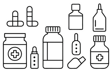Pharmacy line art illustration Design Concepts