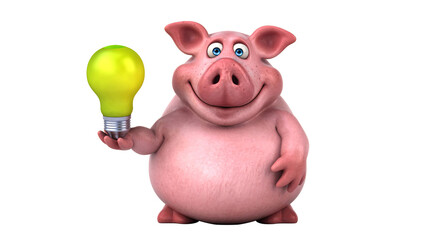 Fun 3D cartoon pig illustration
