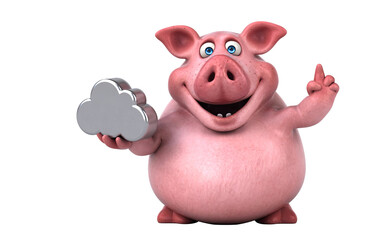 Fun 3D cartoon pig illustration