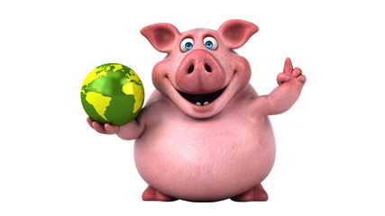 Fototapeta premium Fun 3D cartoon pig illustration