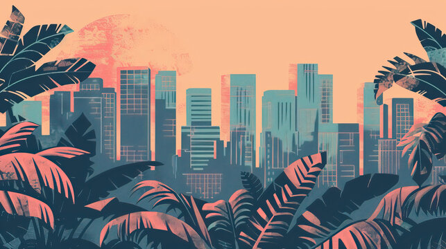 Risograph trendy riso print travel poster, card, wallpaper or banner illustration, modern, isolated, clear, simple of Isiro, Democratic Republic of the Congo. Artistic, screen printing, stencil