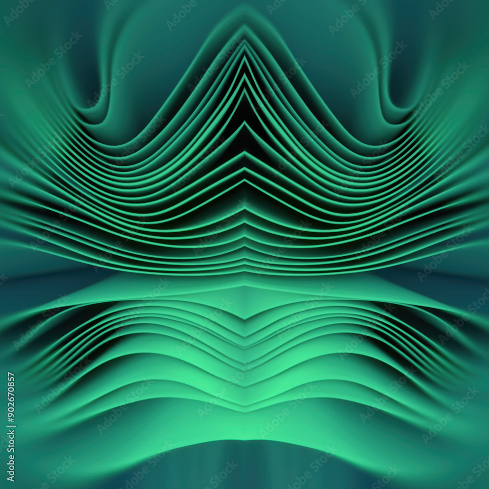 Poster Symmetrical green pattern of fabric. 3d rendering digital illustration