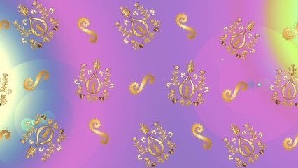baroque floral seamless pattern in gold over colors