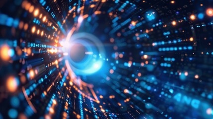 Obraz premium Abstract Digital Tunnel of Light and Data