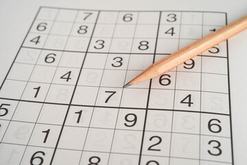 Sudoku puzzle, brain game for developing Alzheimer disease in senior patient.